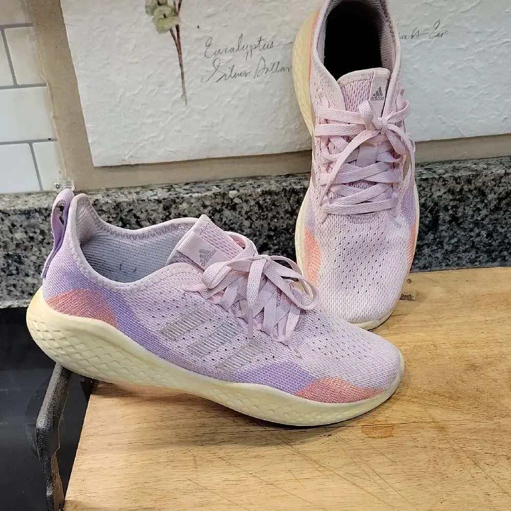 Adidas Fluidflow 2.0 Women's Size 7.5 Pink And Orange Mesh Running Sneakers